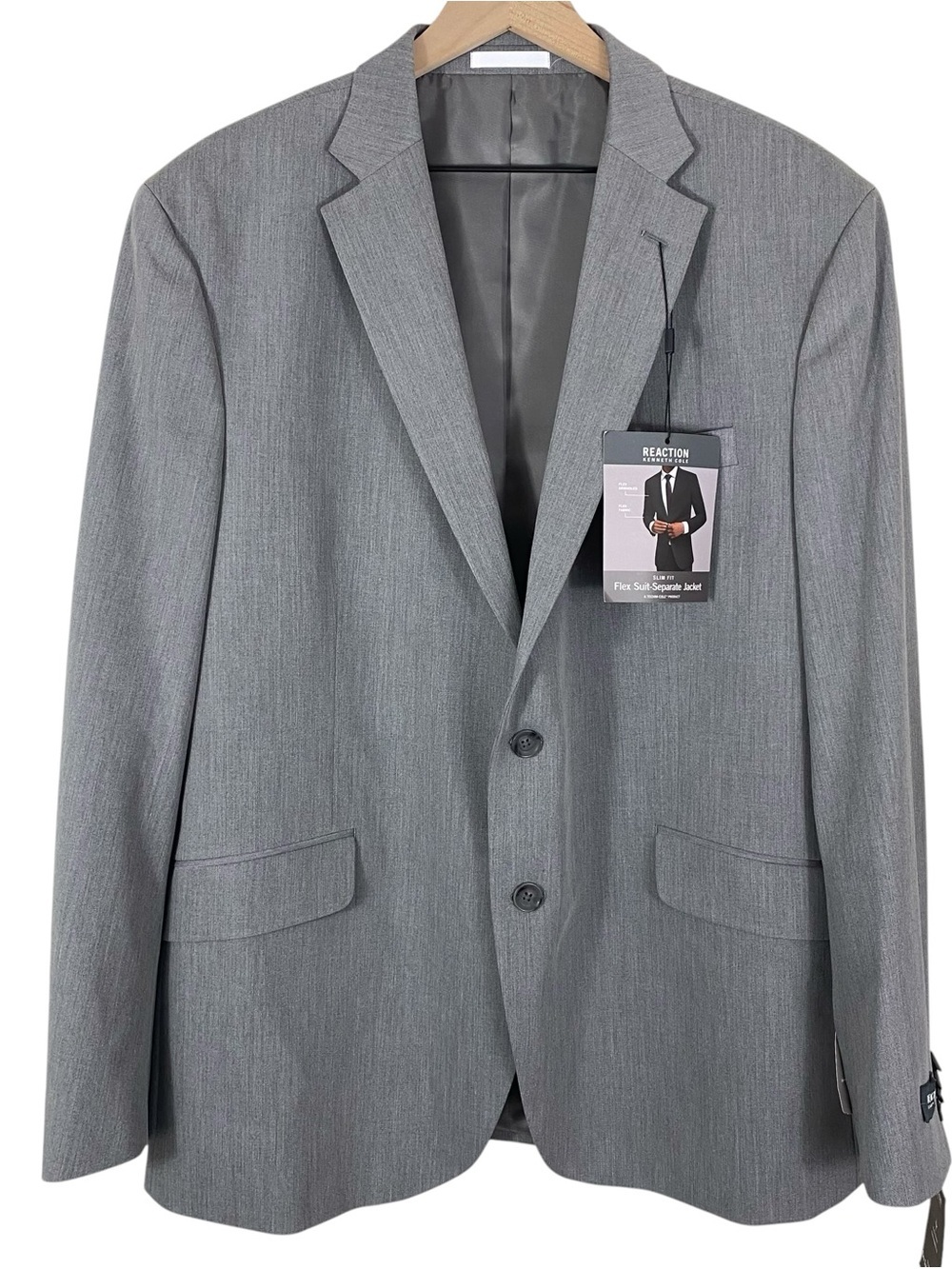 Kenneth Cole Reaction Mens Suit Separate Jacket Sz 48 Reg Techni-Cole Slim-Fit